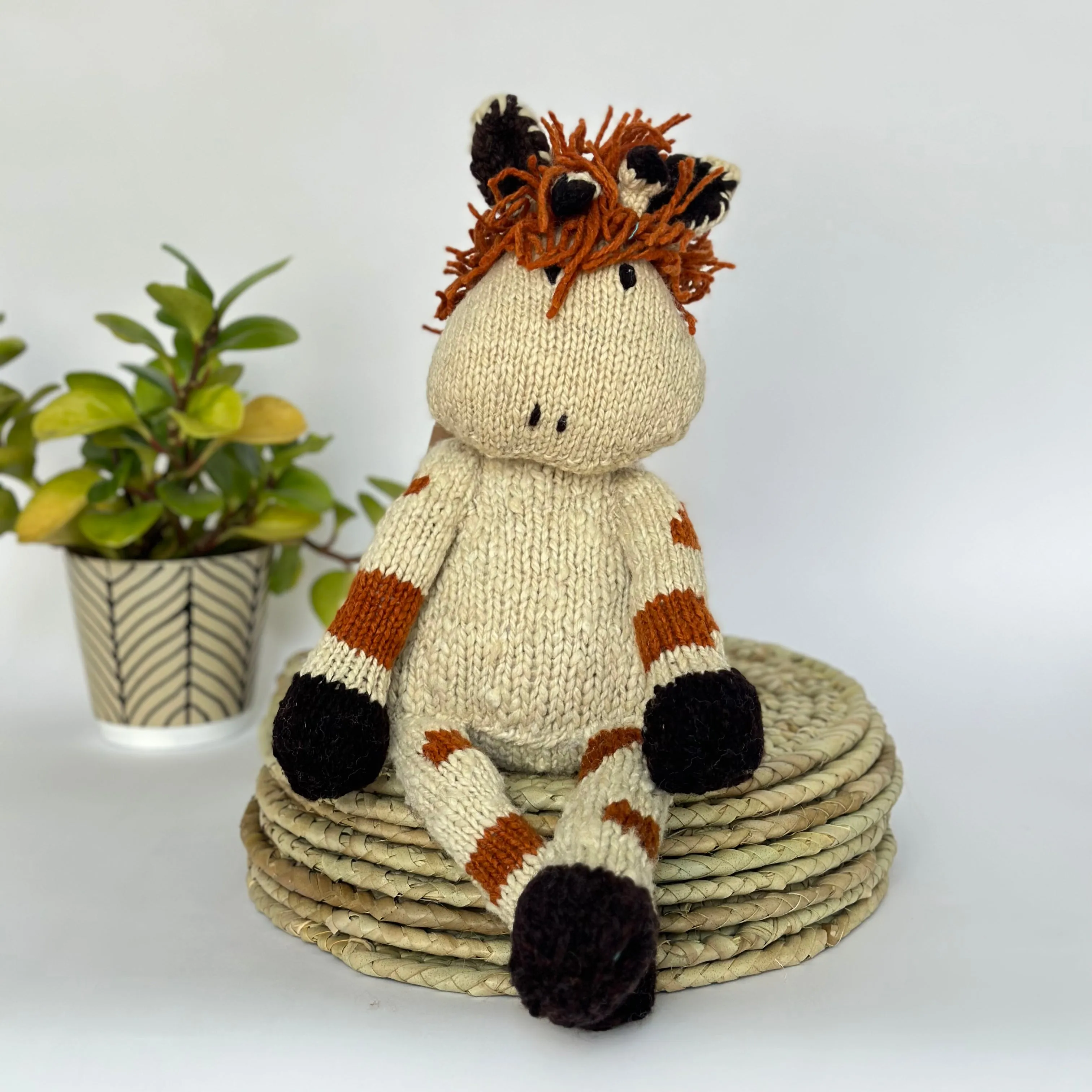 Hand-Knit Wool and Cotton Stuffed Animals