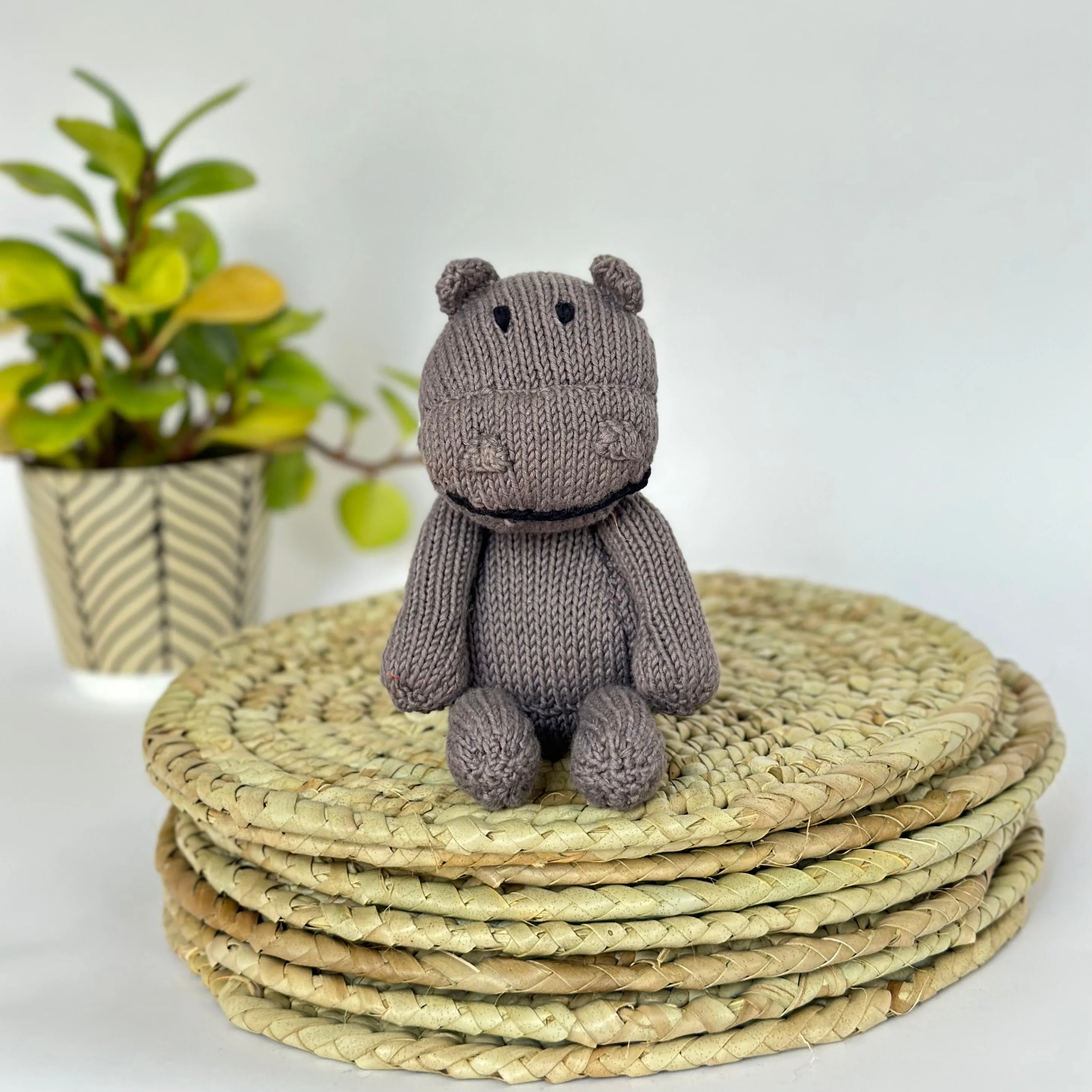 Hand-Knit Wool and Cotton Stuffed Animals