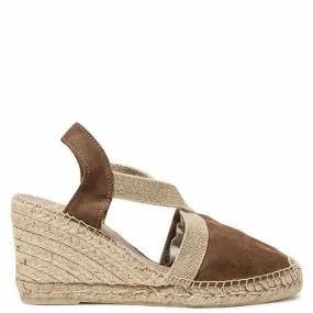 High Heel Plain Suede Leather Wedge Espadrille for Women - Tona-7