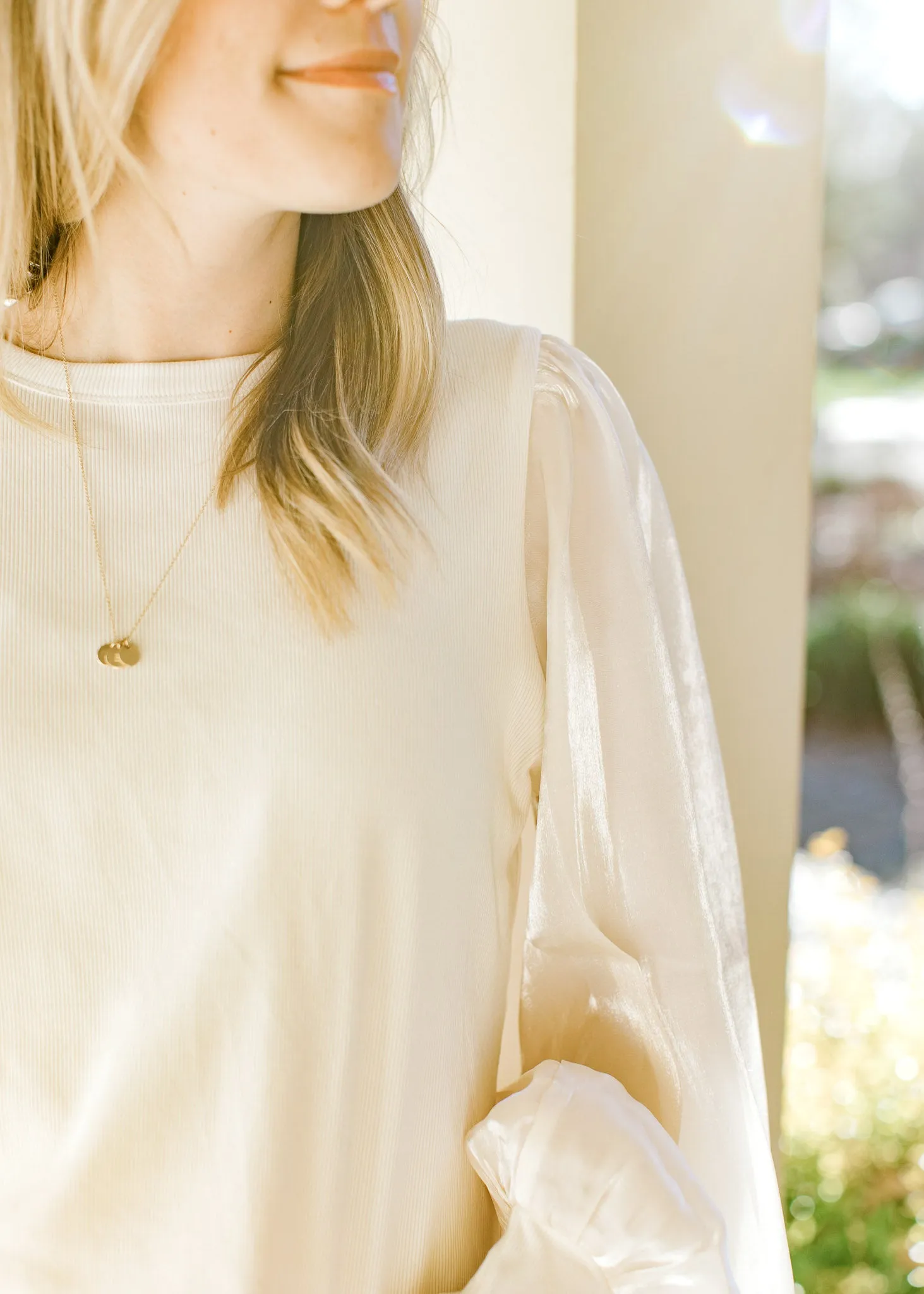 Ivory Glimmer Sleeves Top