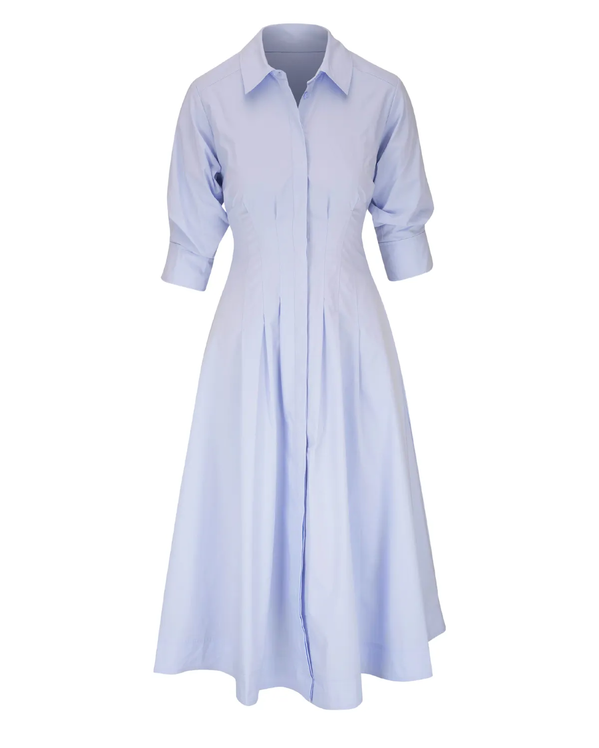 Jazz Cotton Poplin Pintuck Midi Dress (Blue Haze)