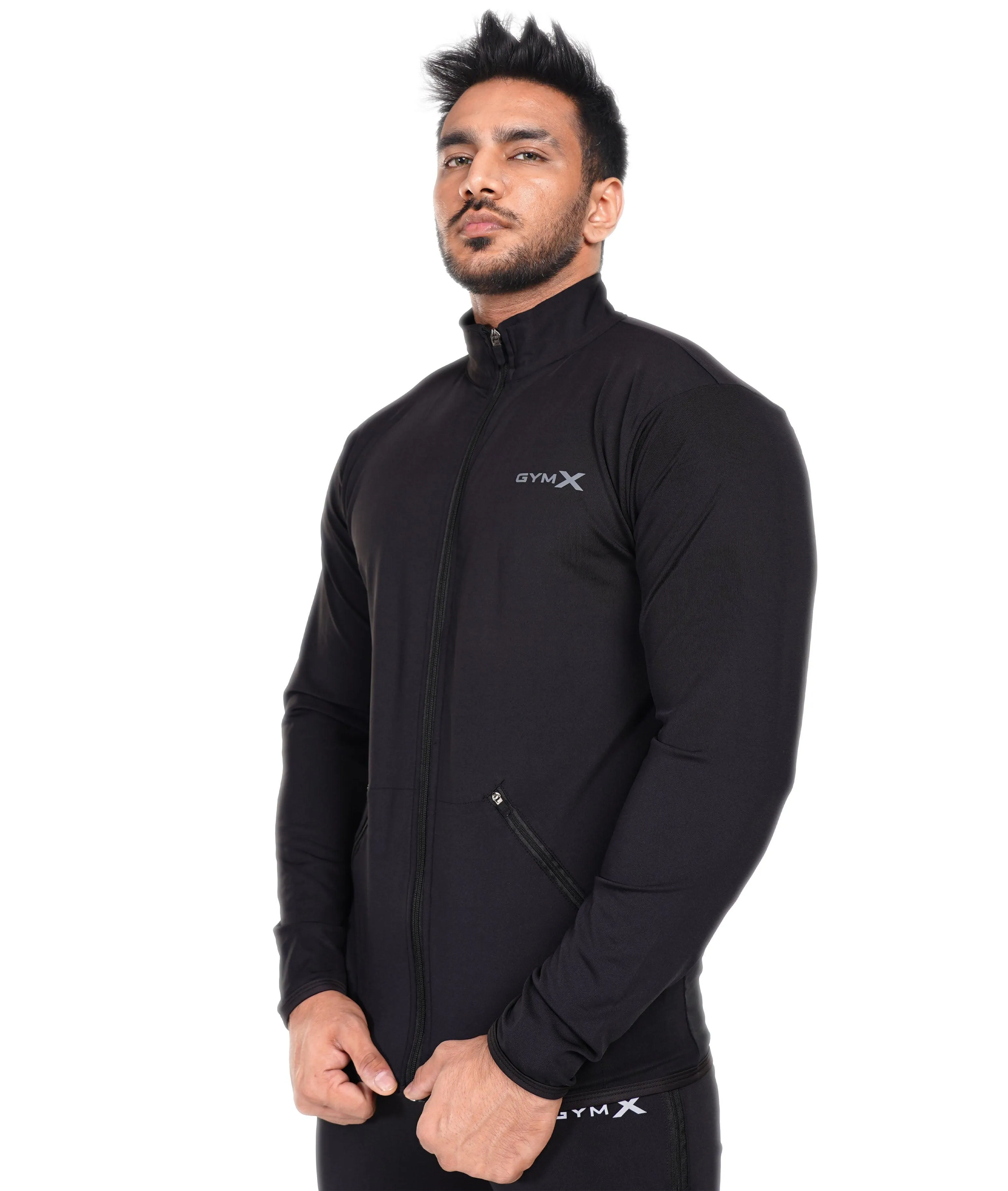 Jet Black GymX Windbreaker Summer Jacket (Dedicated Phone Pocket) - Sale