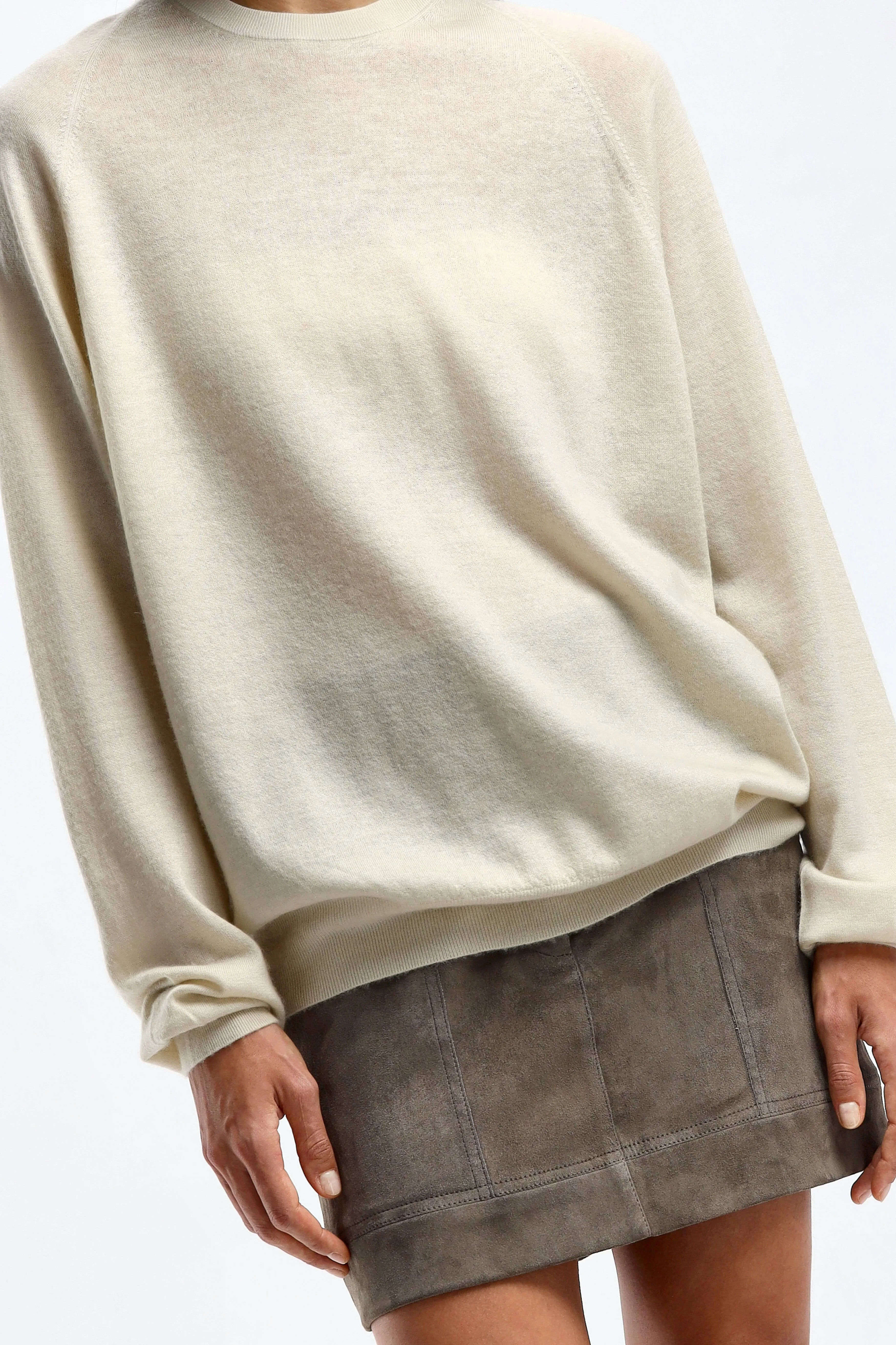 Kaschmirpullover Boyfriend in Chalk