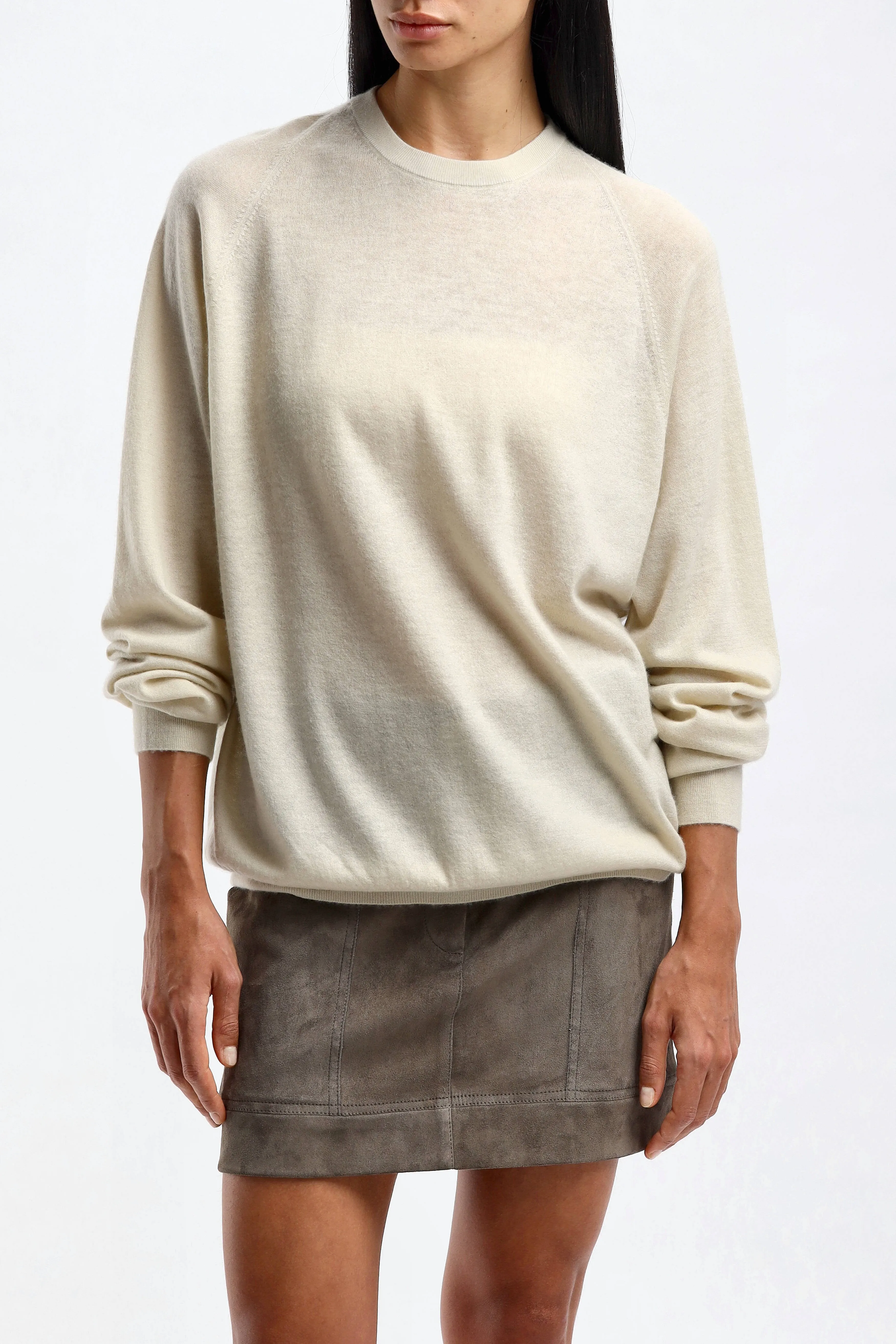 Kaschmirpullover Boyfriend in Chalk