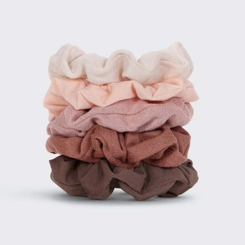 Kitsch Assorted Textured Scrunchies 5pc Set - Terracotta