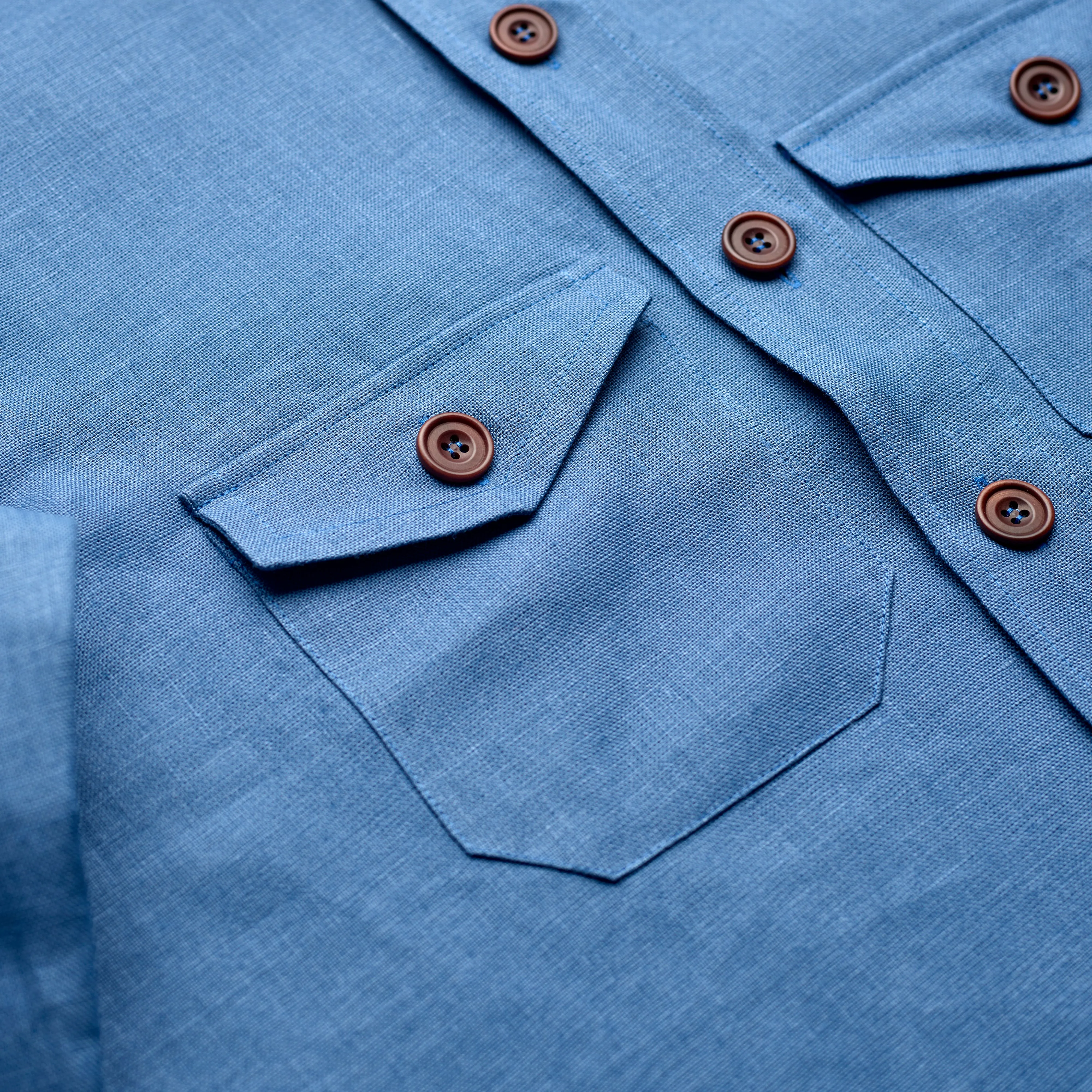 Lagan Blue Linen Overshirt