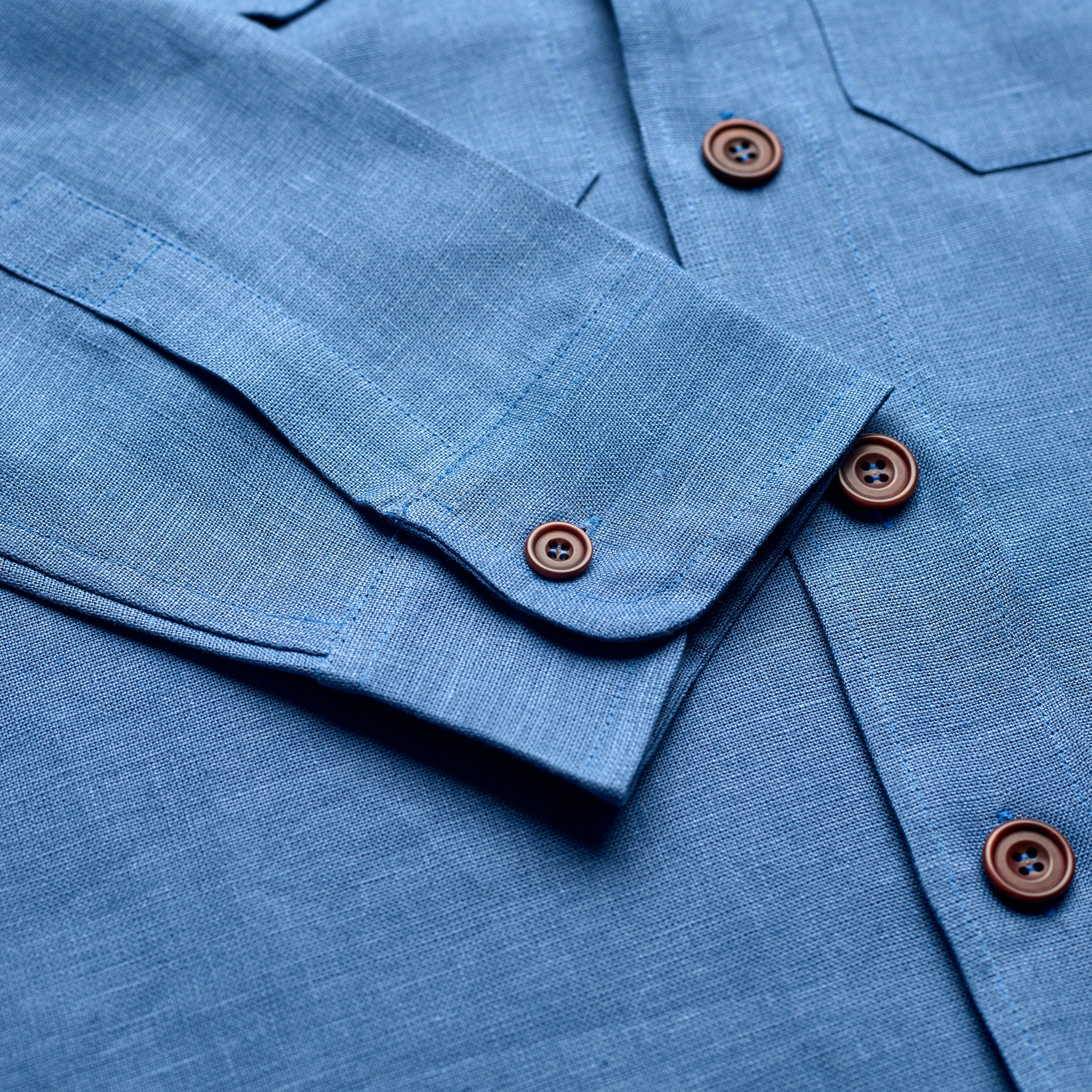 Lagan Blue Linen Overshirt