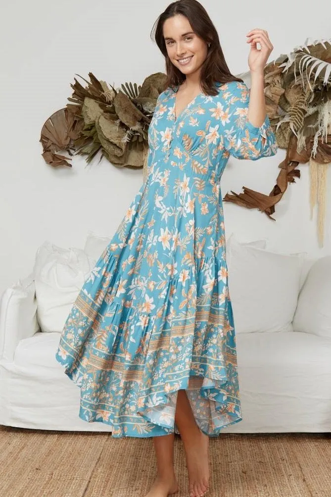 Liat Maxi Dress - Blue/Orange