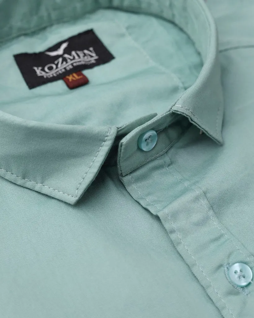 Light Green Color Affordable Solid Cotton Shirt