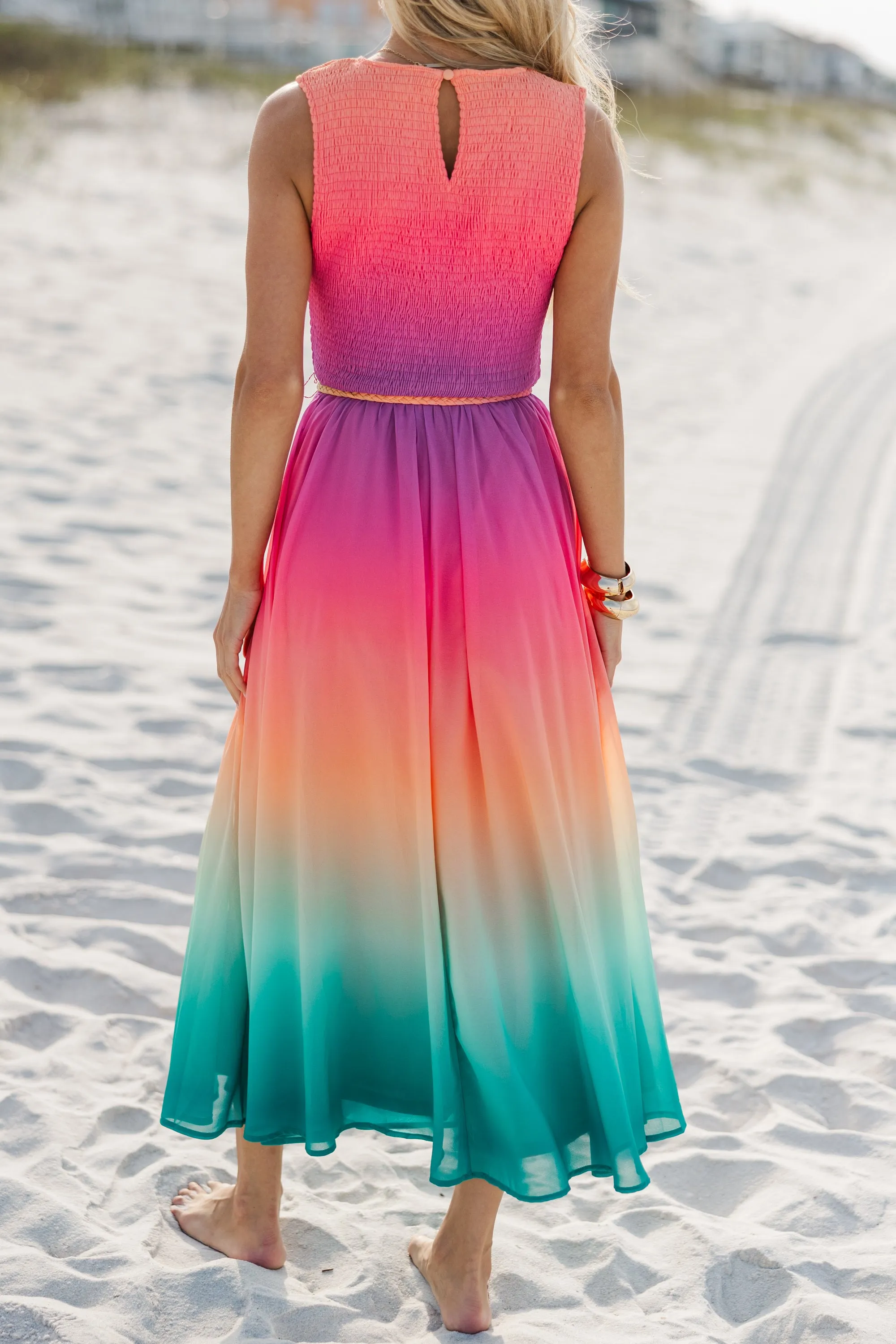 Living On The Edge Pink Ombre Maxi Dress