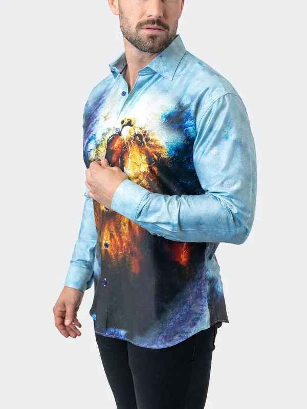 Maceoo Stretch Shirt | Fibonacci LionMozaic 06 Blue