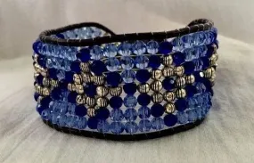 Maya Woven Crystal Cuff Bracelet Blues