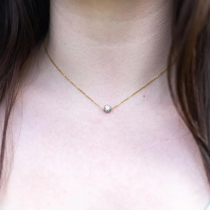 Minni Two Tone Single Stone Necklace