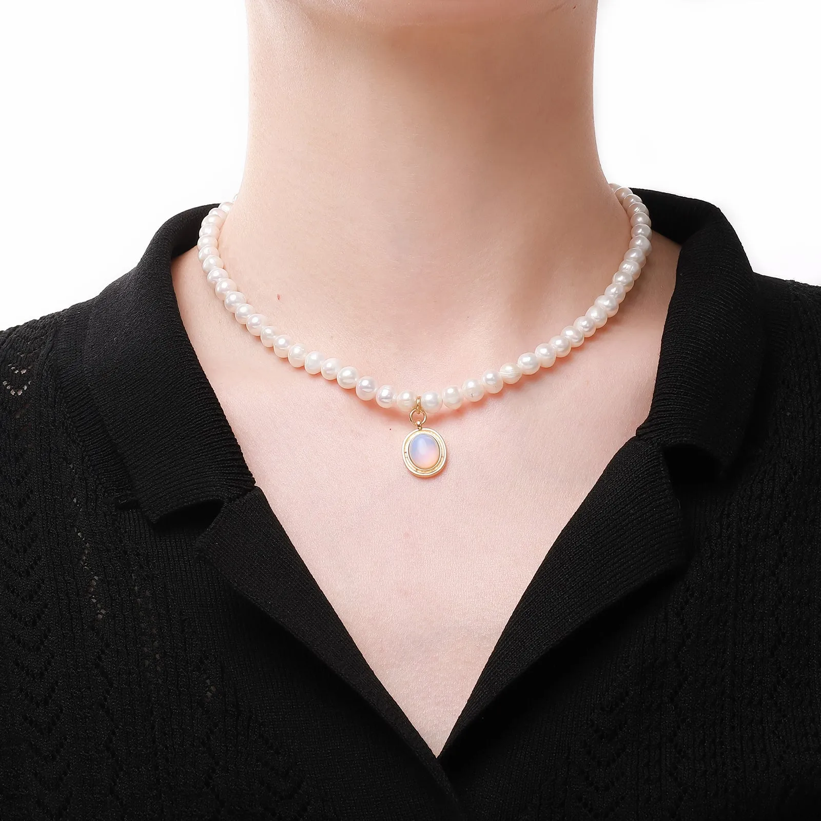 Moonstone Pearl Necklace