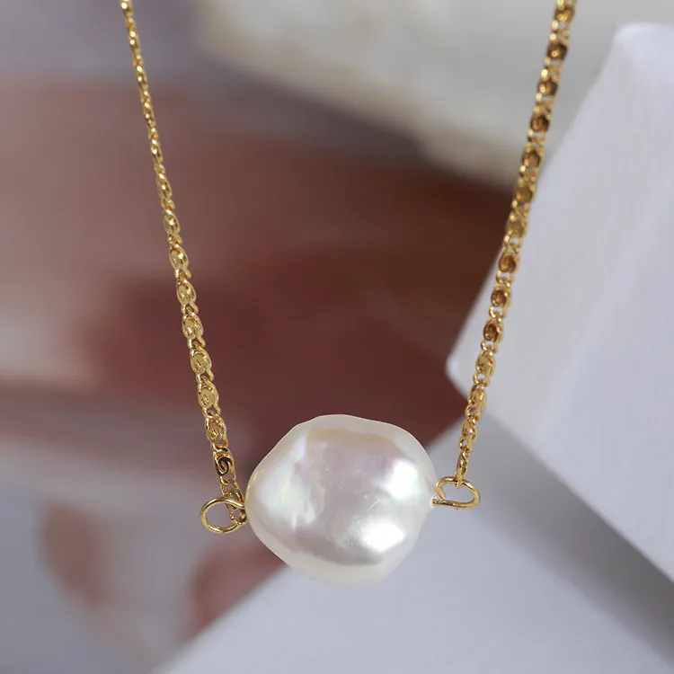 One Drop Baroque Pearl Pendant Choker Necklace