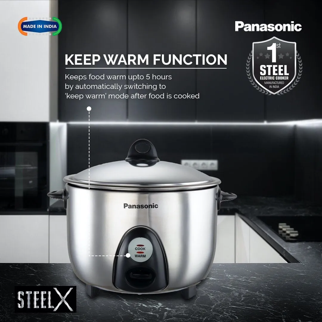 Panasonic Electric Rice Cooker SR-G18 (SUS), 1.8 Litre, With Triply Steel Inner Container