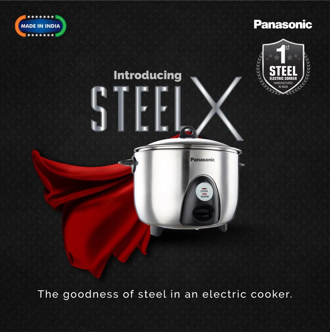 Panasonic Electric Rice Cooker SR-G18 (SUS), 1.8 Litre, With Triply Steel Inner Container