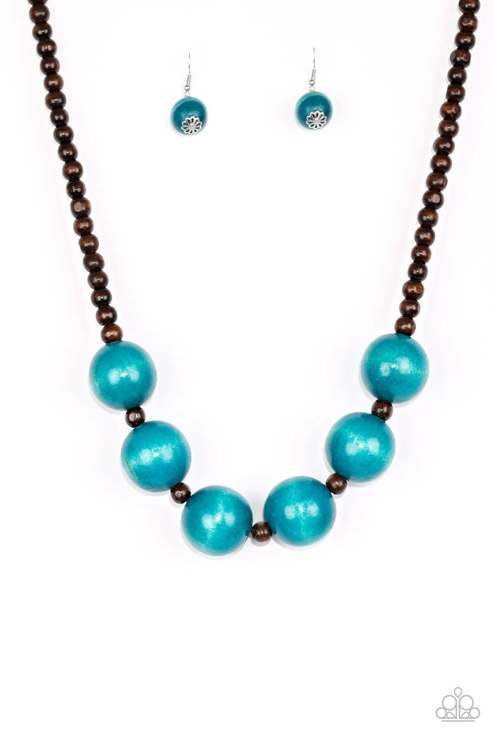 Paparazzi Necklace ~ Oh My Miami - Blue Wooden Necklace