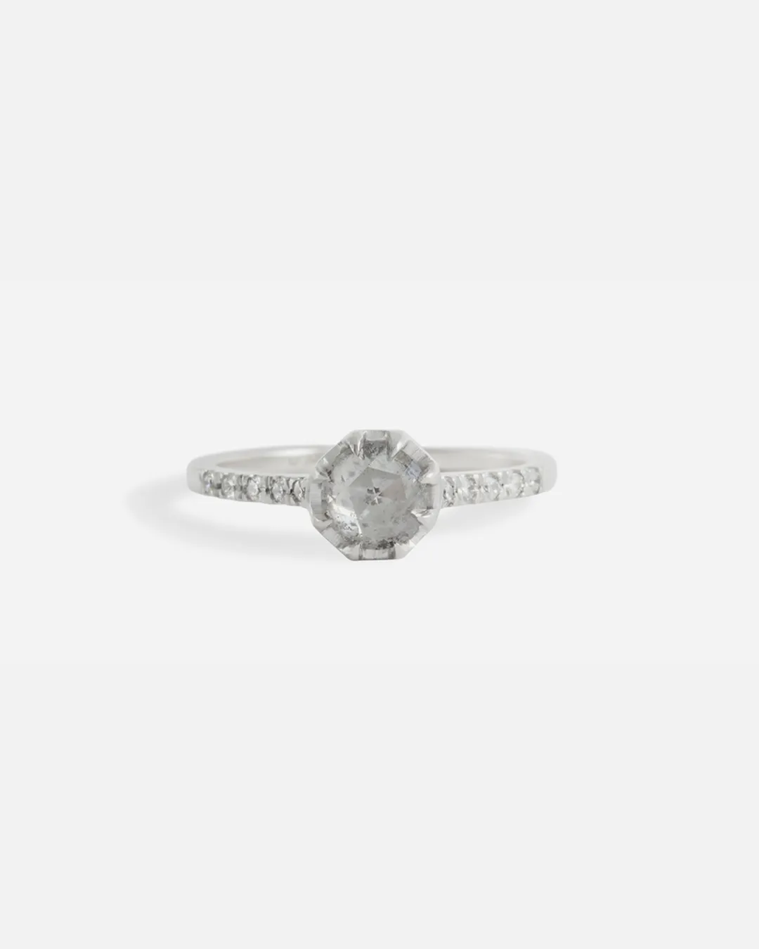 Pave 8 Octagon / Salt   Pepper Diamond   Platinum