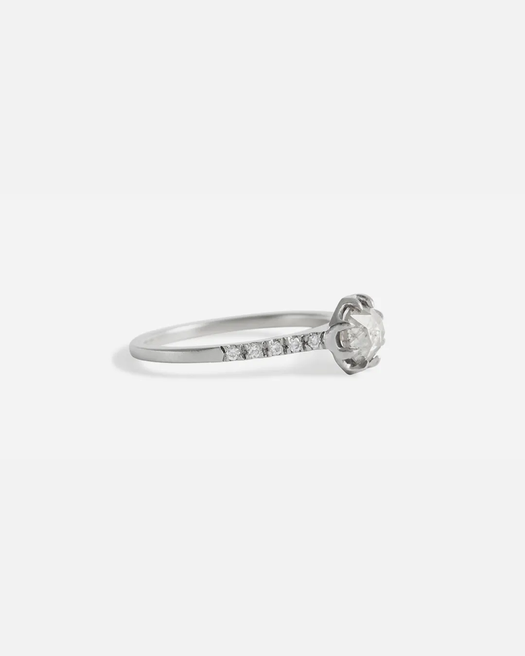 Pave 8 Octagon / Salt   Pepper Diamond   Platinum