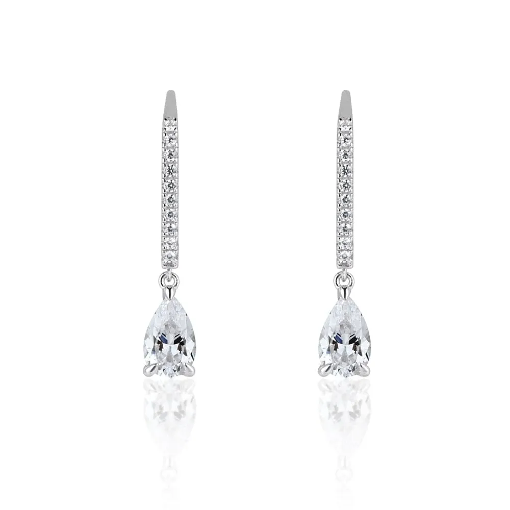 Pear Cut Diamond Drop Earrings - 925 Sterling Silver