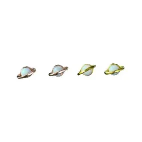 Planet White Fire Opal Zircon Gold-Plated Stud Earrings - 925 Sterling Silver