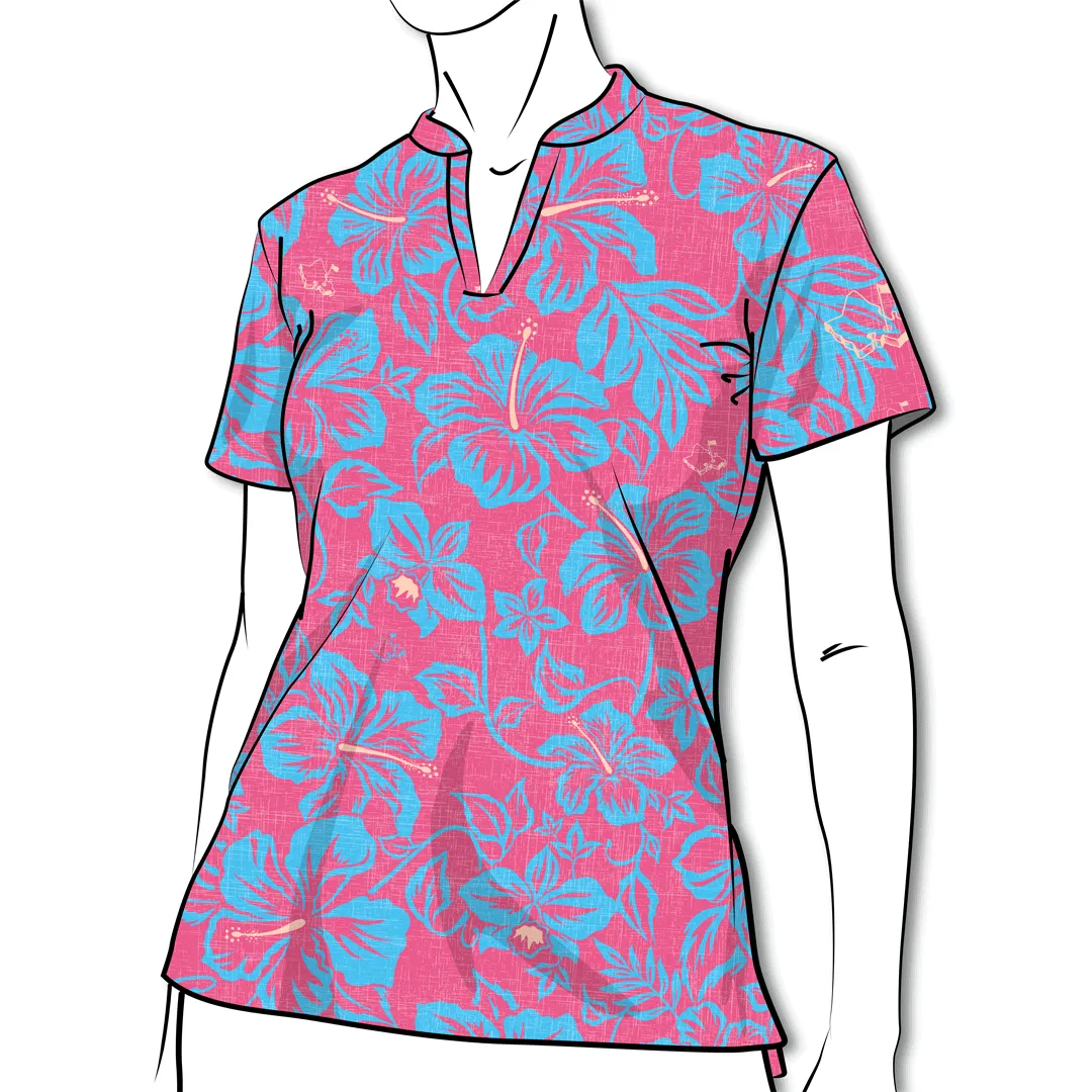 Raspberry Bloom - OGA Ladies Polo -  Raspberry Blue