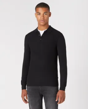 REMUS UOMO Long Sleeve Merino Blend Polo Shirt/Black - New AW22