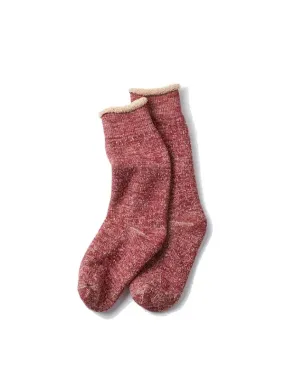 Rototo Double Face Merino Crew Socks Dark Red / Brown