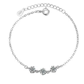 Round Shape Diamond Charm Bracelet - 925 Sterling Silver