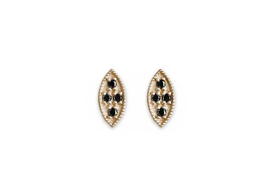 RTS Black Diamond Marquise Leaf Studs