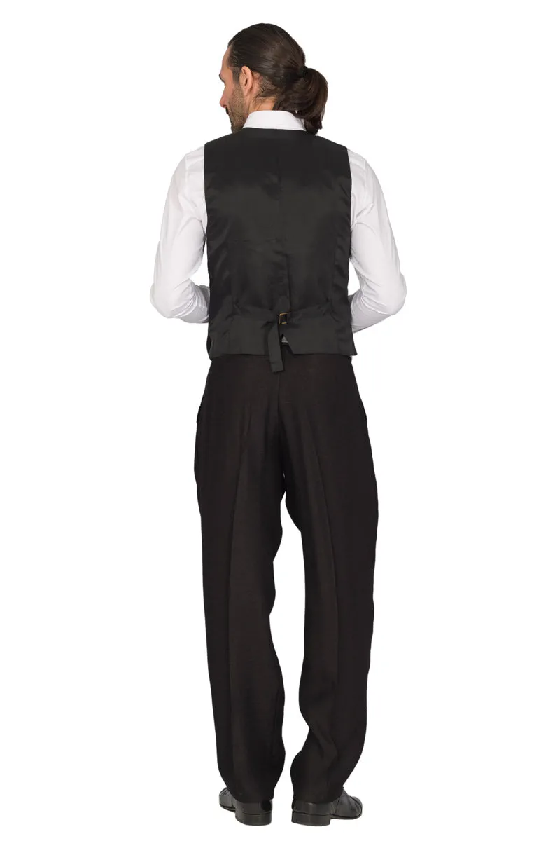 Shiny Black Linen Tango Vest