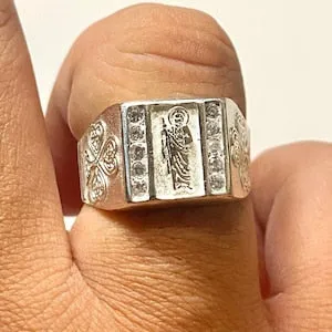 Silver 925 CZ San Judas Tadeo Ring