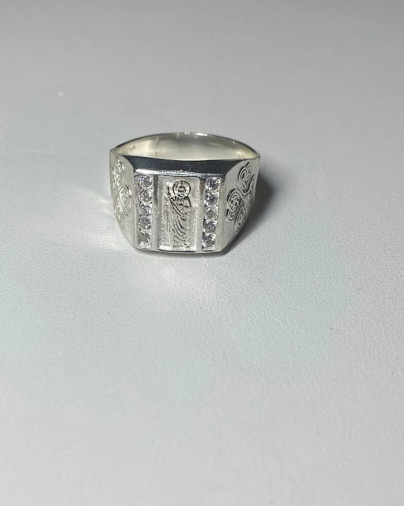 Silver 925 CZ San Judas Tadeo Ring