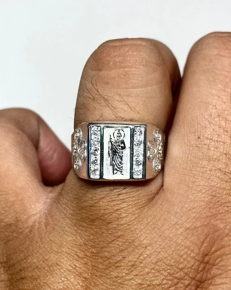 Silver 925 CZ San Judas Tadeo Ring