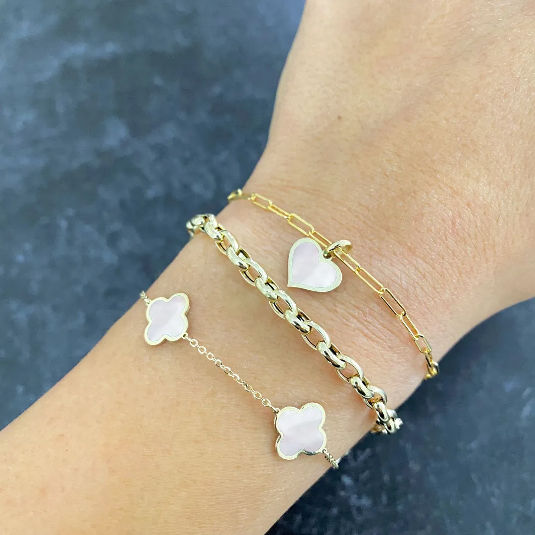 Small Mother of Pearl Clover Bracelet