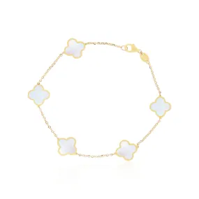 Small Mother of Pearl Clover Bracelet