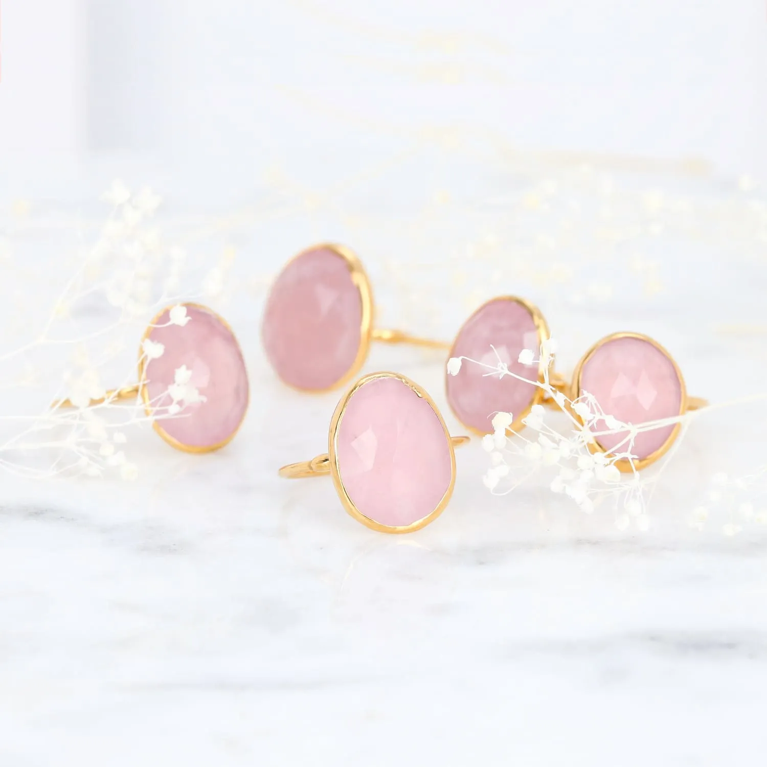 Statement Rose Quartz Ring