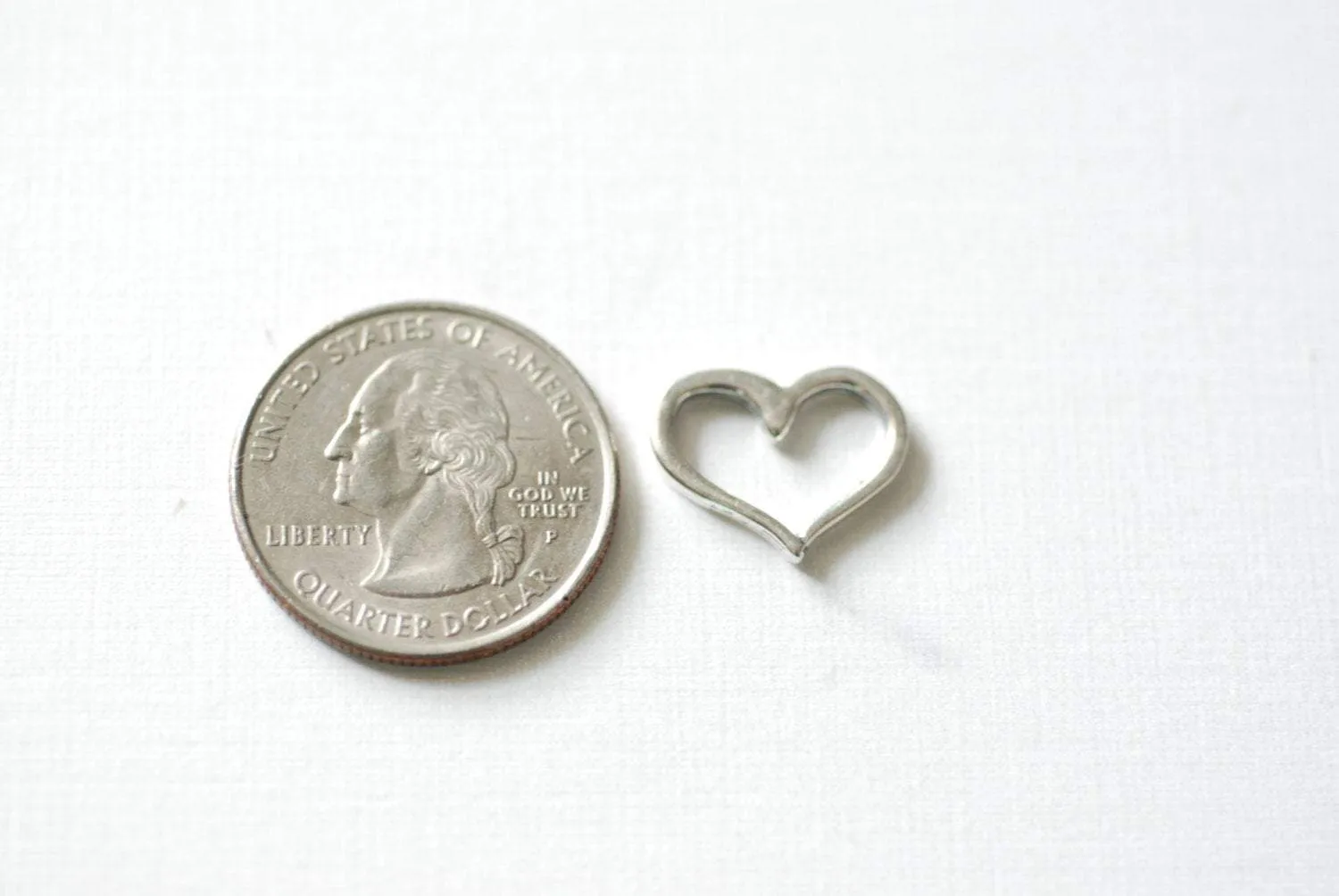 Sterling Wholesale Silver Open Heart Connector Charm- 925 Silver Heart Charm Pendant, Silver Heart Charm, Sterling Silver Heart Spacer Link, 84