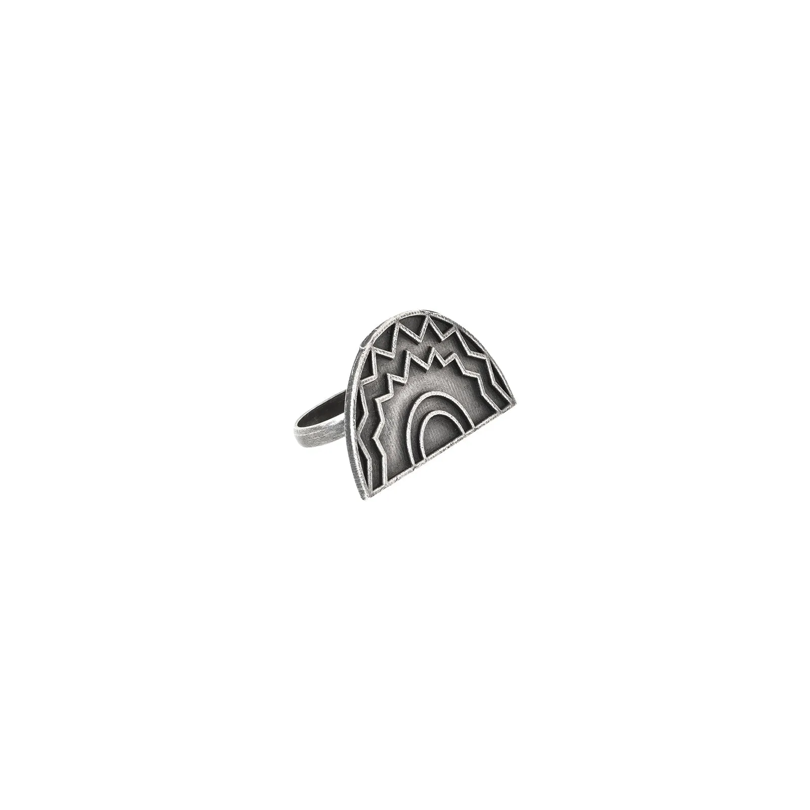 Teejh Aagam Silver Oxidised Ring