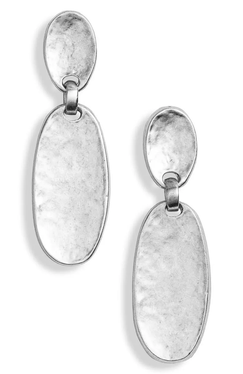 Textured oval drop clip-on Earrings