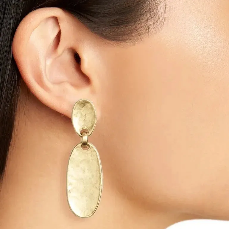 Textured oval drop clip-on Earrings