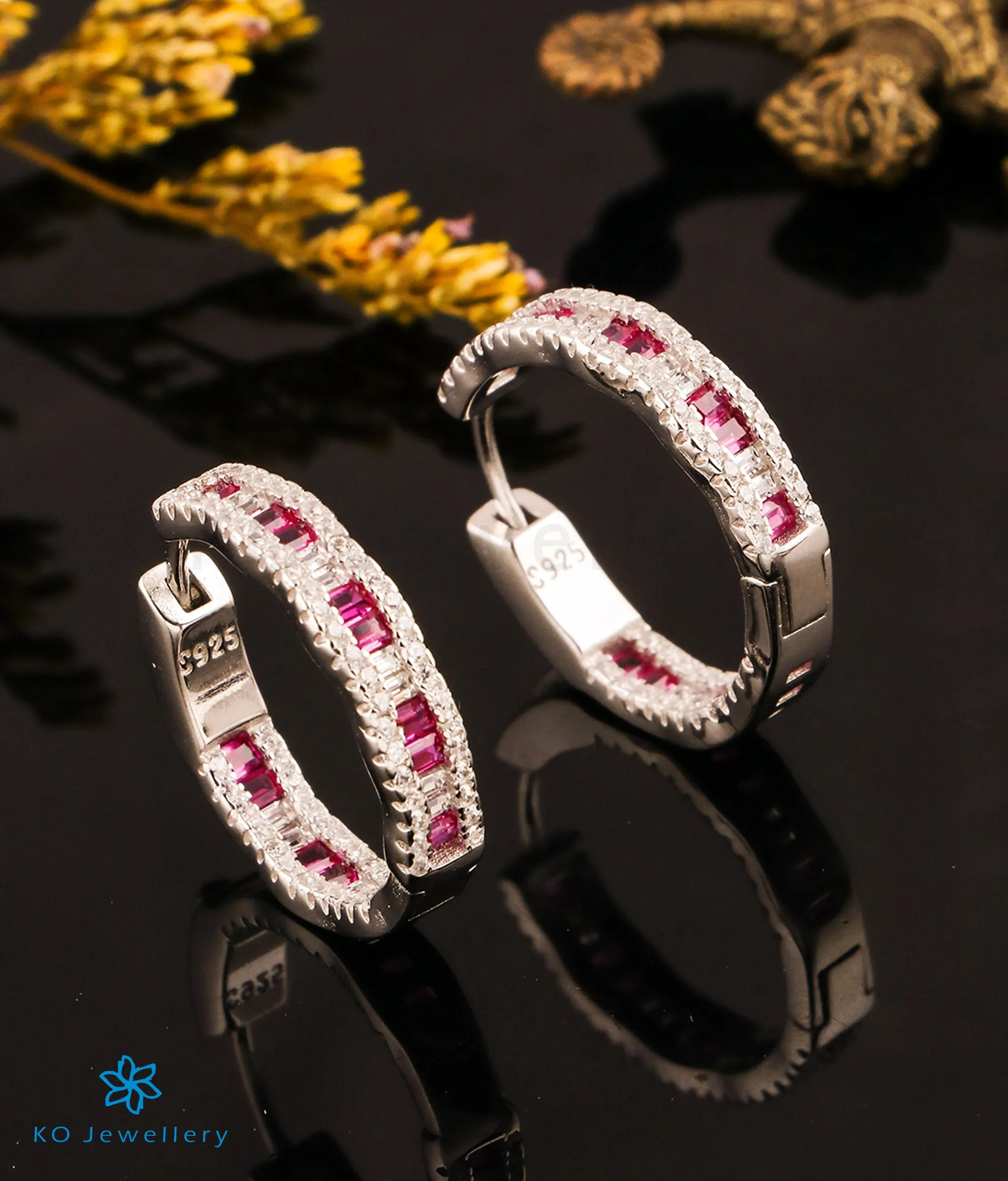 The Cardinal Sparkle Silver Hoops