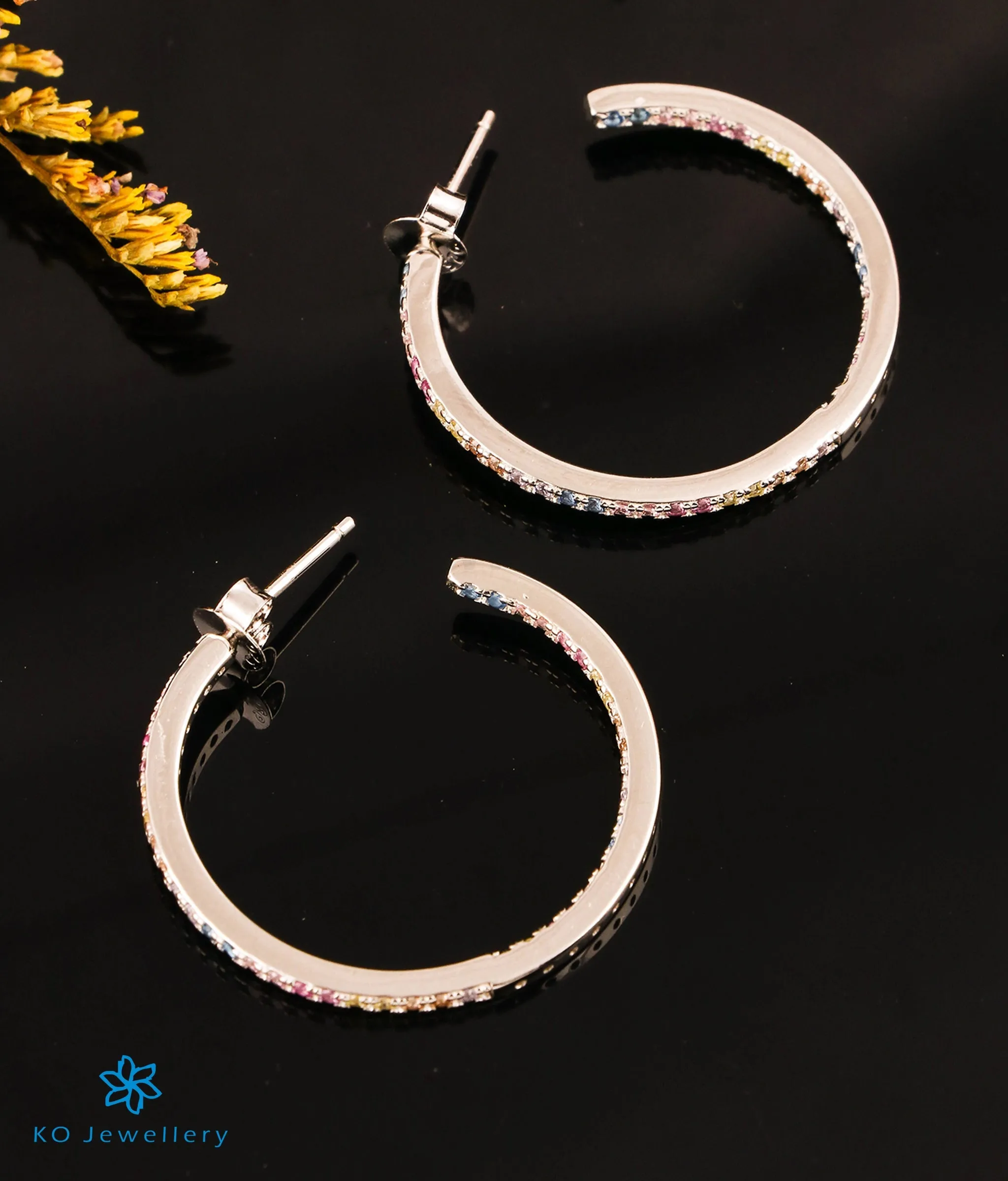 The Colour Sparkle Silver Hoops