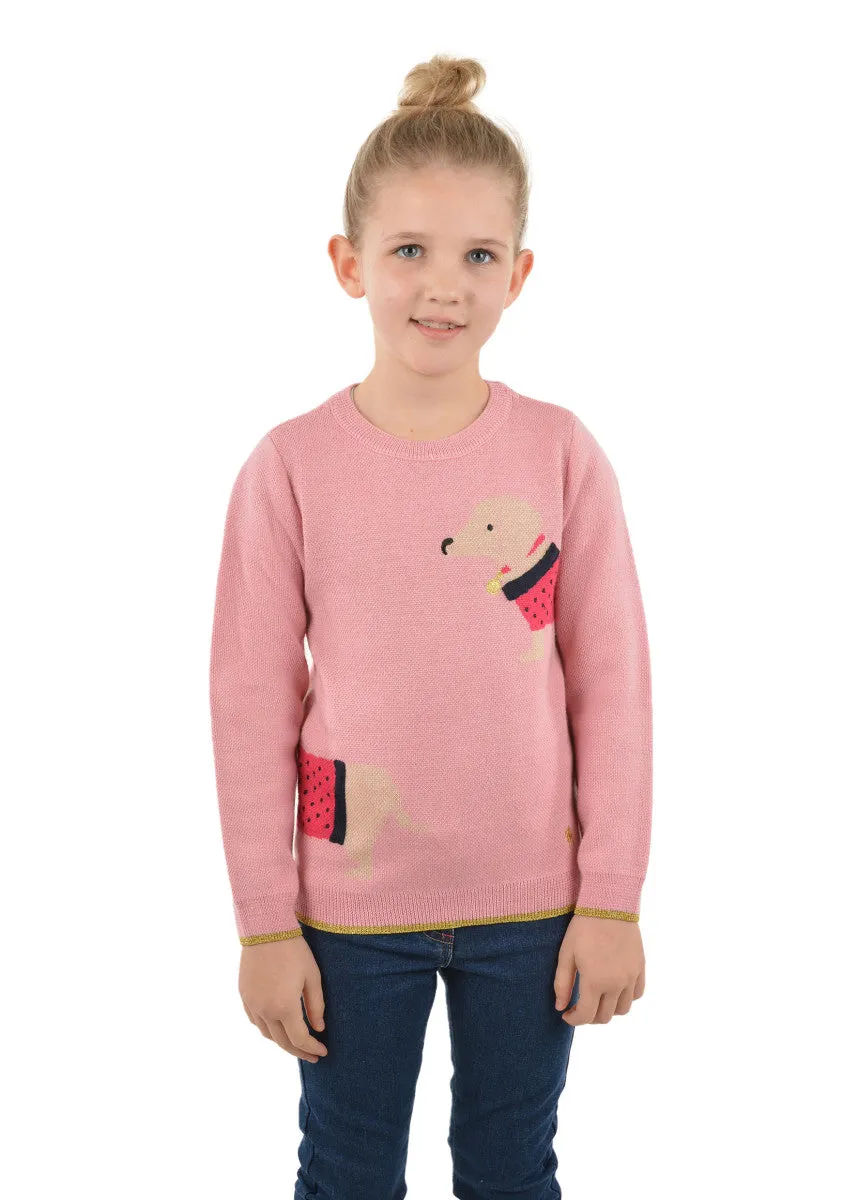 Thomas Cook Girls Audrey Sausage Dog Jumper - Peony