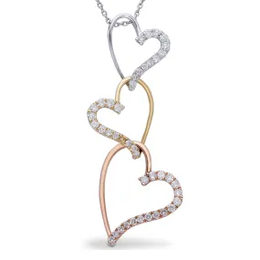 Tri-Tone Gold Diamond Eternal Heart Pendant