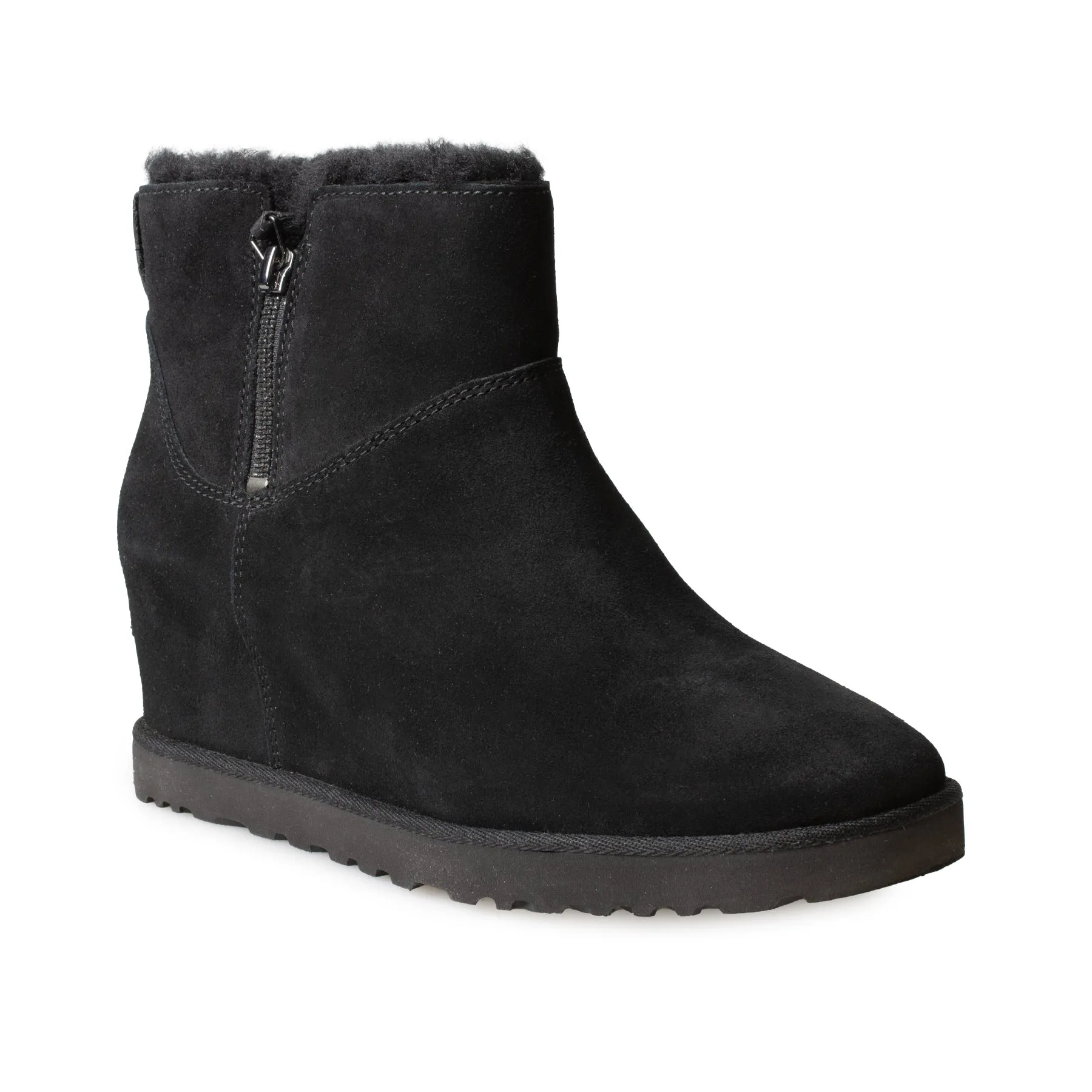 UGG Classic Femme Zip Mini Black Boots - Women's