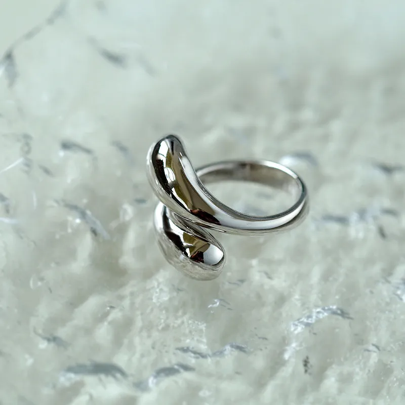 Water drop minimalist adjustable ring Gold Vermeil