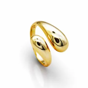 Water drop minimalist adjustable ring Gold Vermeil