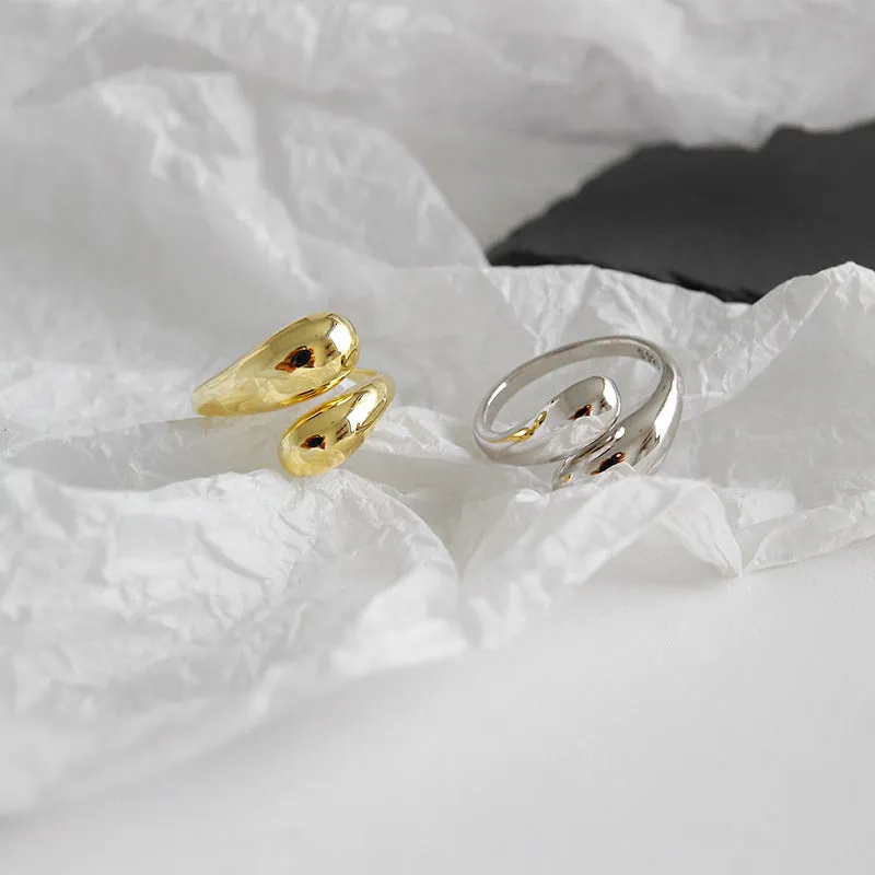 Water drop minimalist adjustable ring Gold Vermeil